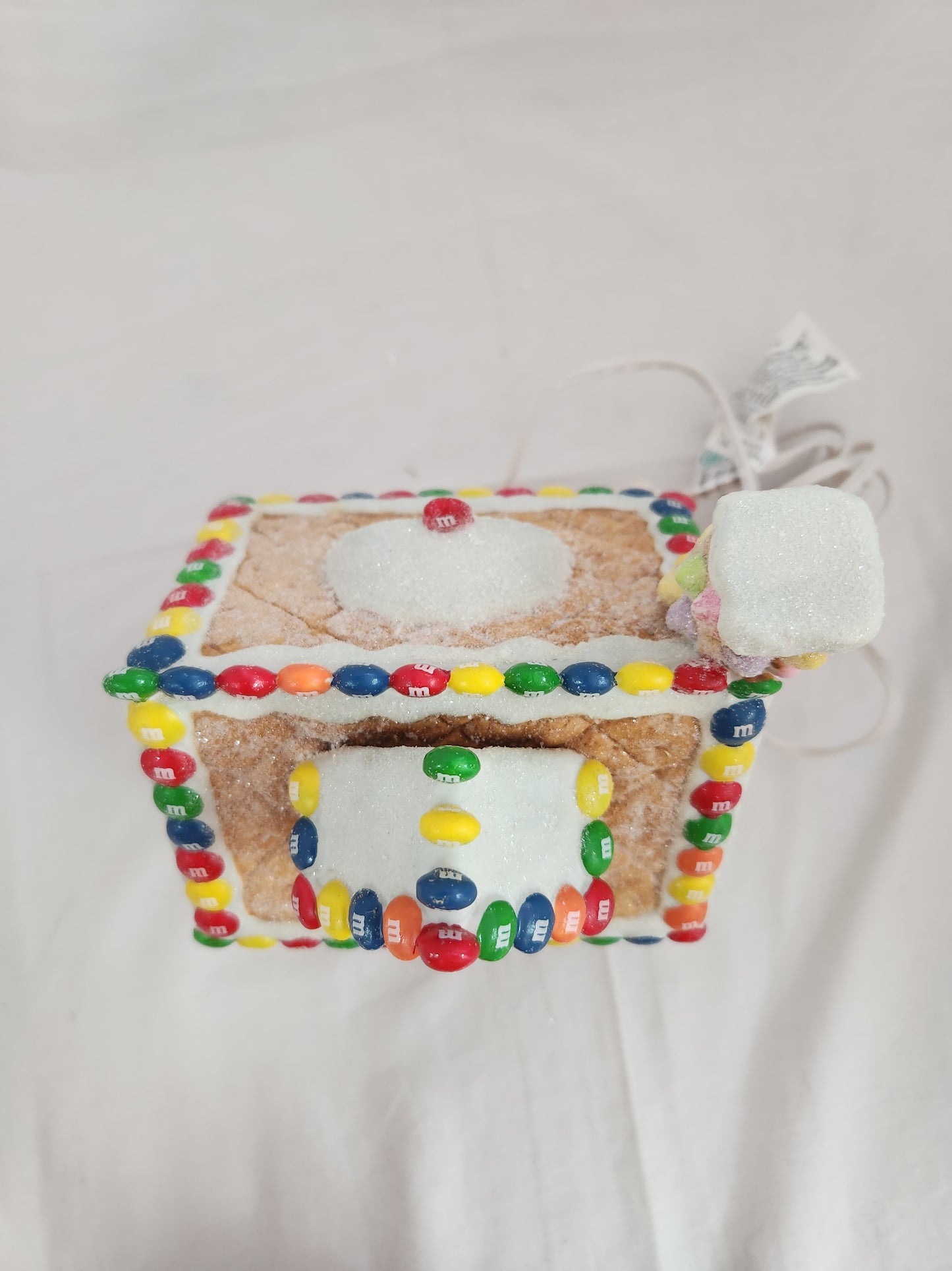 M&M Holiday 8-1/2" Porcelain Gingerbread House - Tested Working