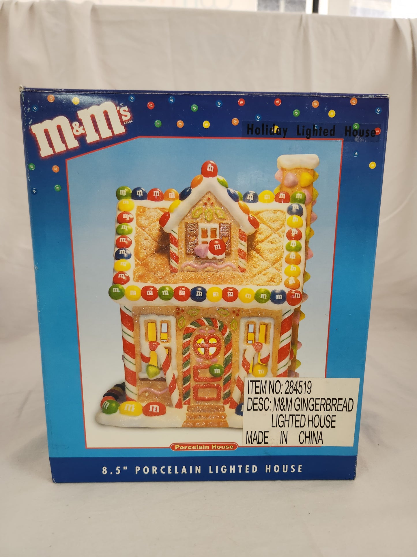 M&M Holiday 8-1/2" Porcelain Gingerbread House - Tested Working