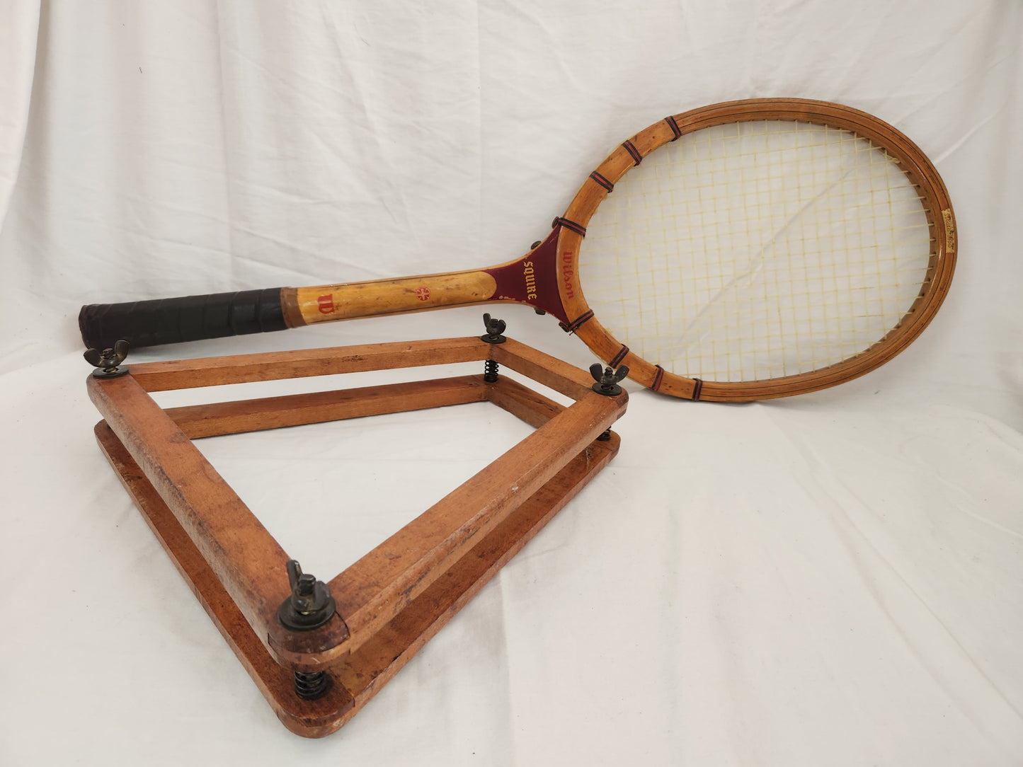 Vintage Wilson Squire Strata-Bow Tennis Racquet w/ Press