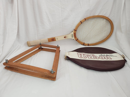 Vintage Wilson The Jack Kramer Autograph Speed Flex Tennis Racquet w/ Cover & Press