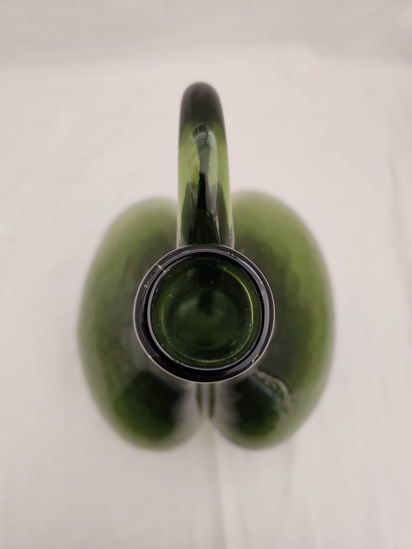 10" Dark Green Hand Blown Onion Jug