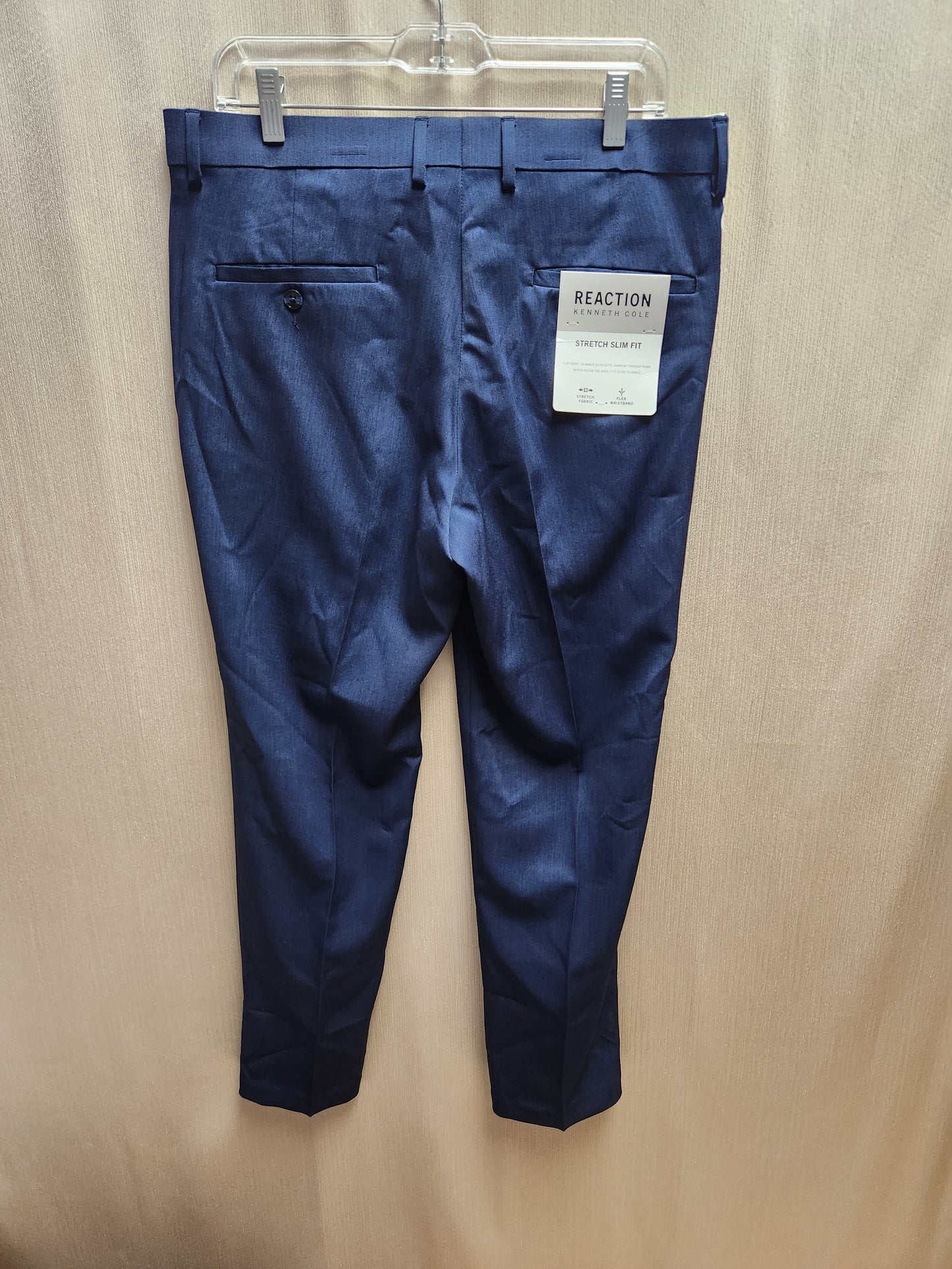 NWT - REACTION KENNETH COLE blue Stretch Flex Waist Slacks Pants - 34x29