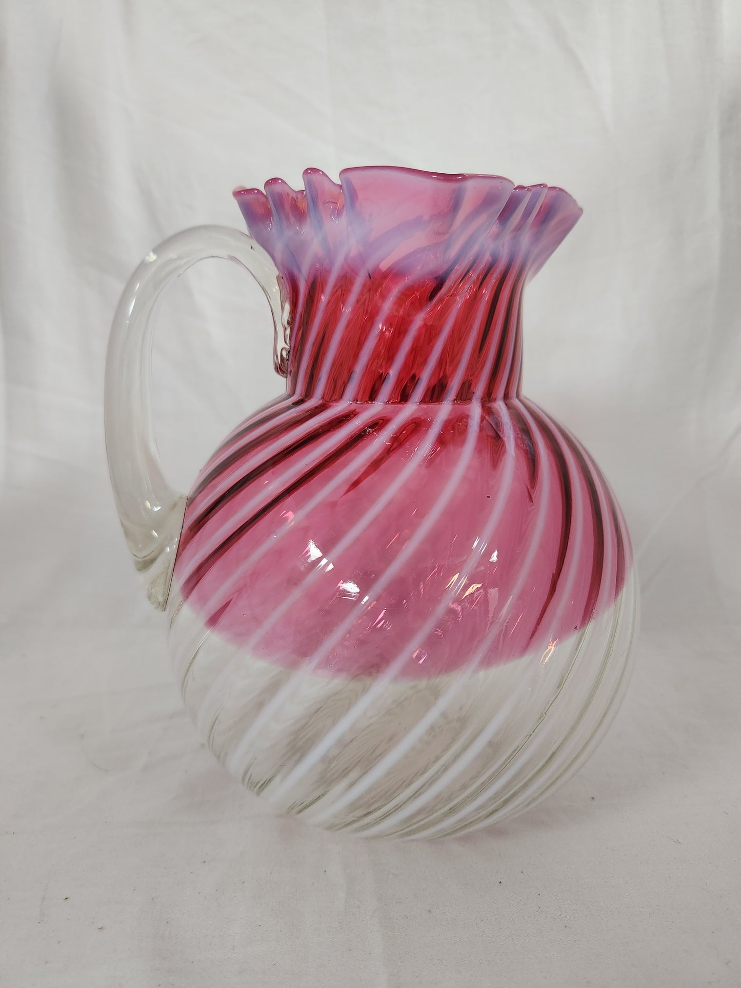 Vintage -Northwood 319 Cranberry Swirl Pitcher 80 oz.