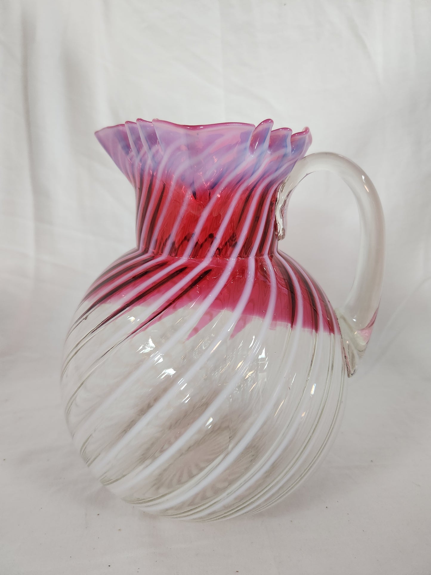 Vintage -Northwood 319 Cranberry Swirl Pitcher 80 oz.