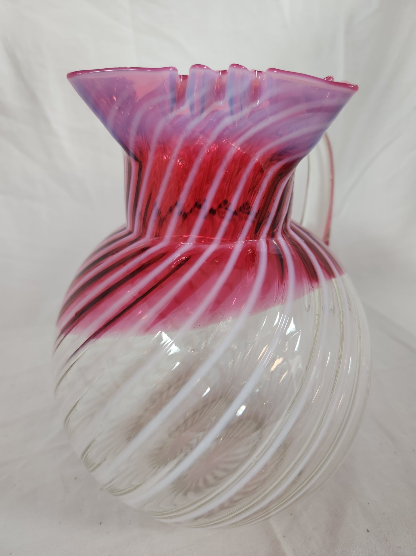 Vintage -Northwood 319 Cranberry Swirl Pitcher 80 oz.