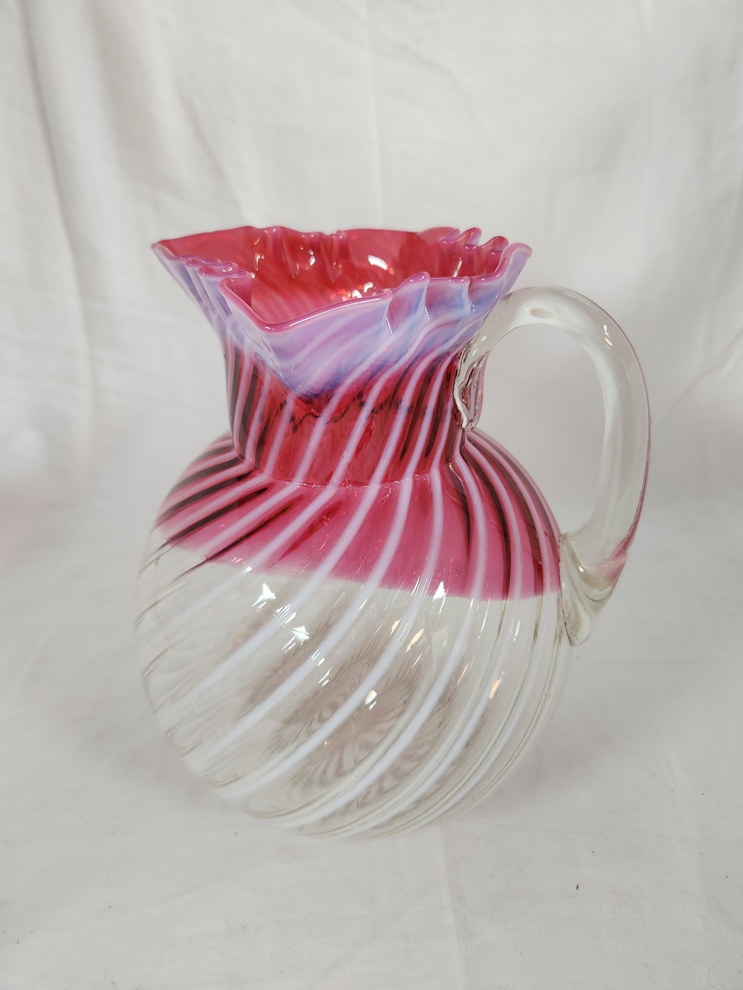 Vintage -Northwood 319 Cranberry Swirl Pitcher 80 oz.