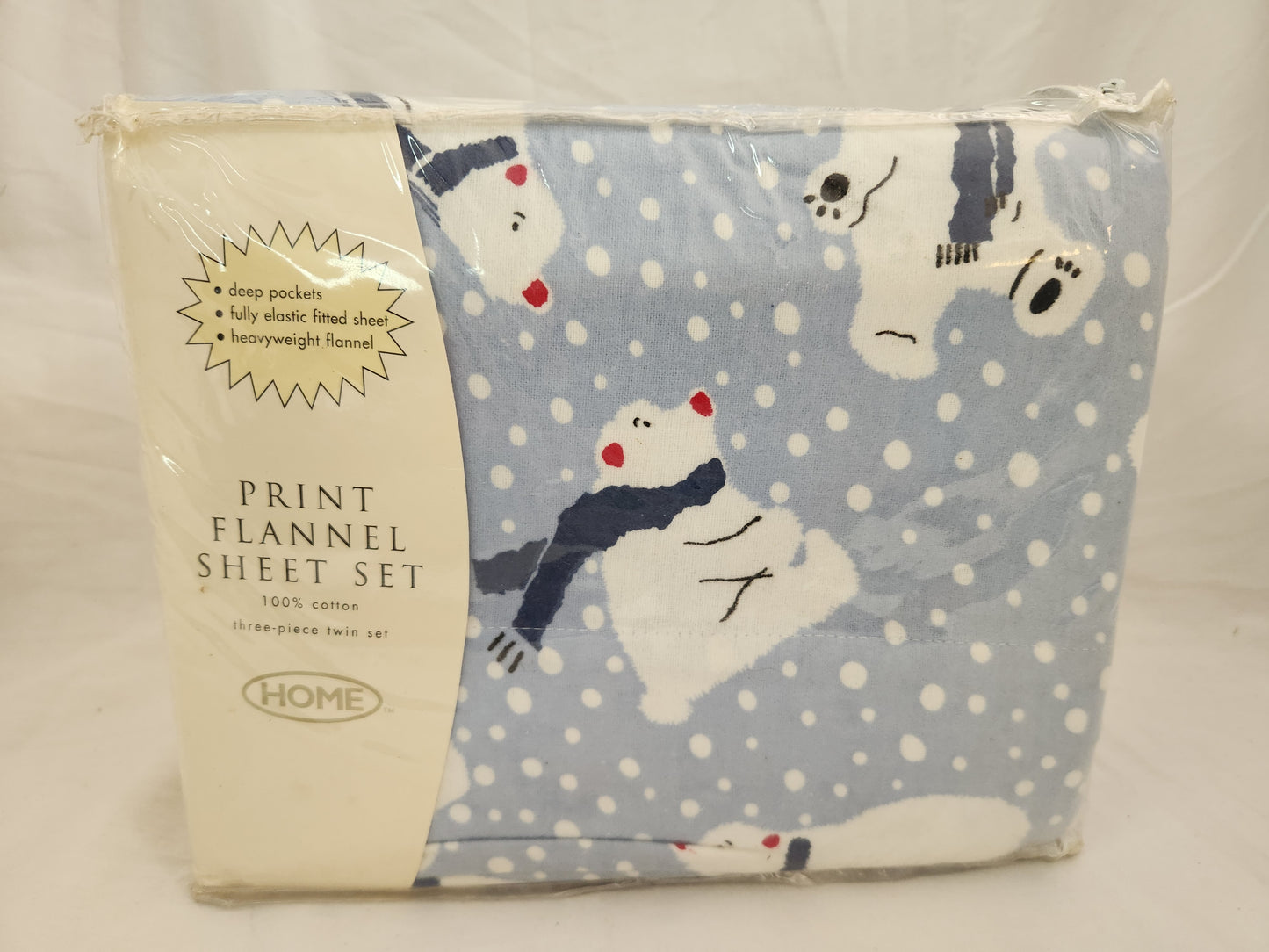 2000 - Target Home Twin Sliding Bear Print Flannel Sheet Set