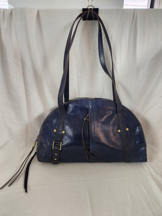 Hobo International Blue Leather Beckon Shoulder Bag