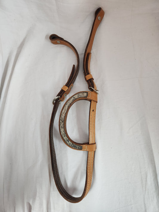 Western Style Horse Bridle w/Copper Roller Bit & One Ear Silverplate Headstall