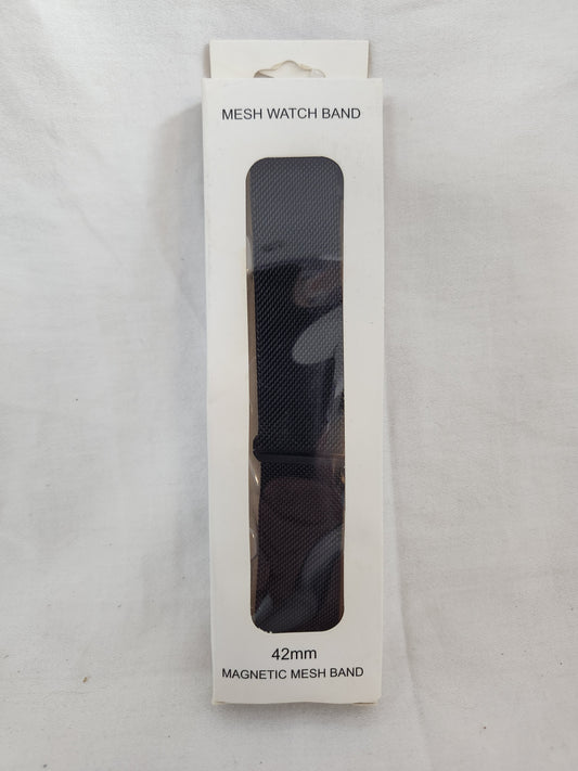 Black Mesh Metal Apple Watch Band - Size: 42mm/44mm