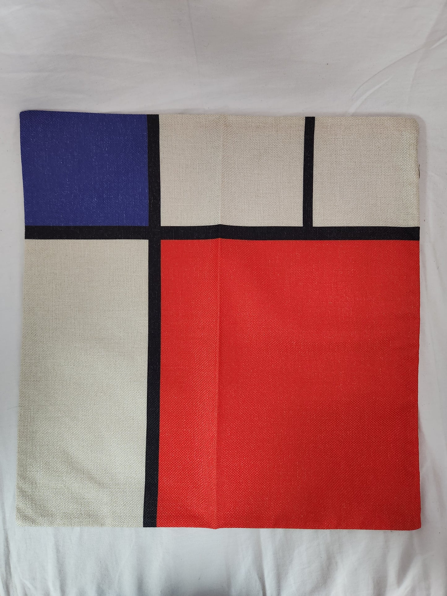 Set of 4 - Red/Blue/Tan & Black 17" x 17" Pillow Covers (unbranded)