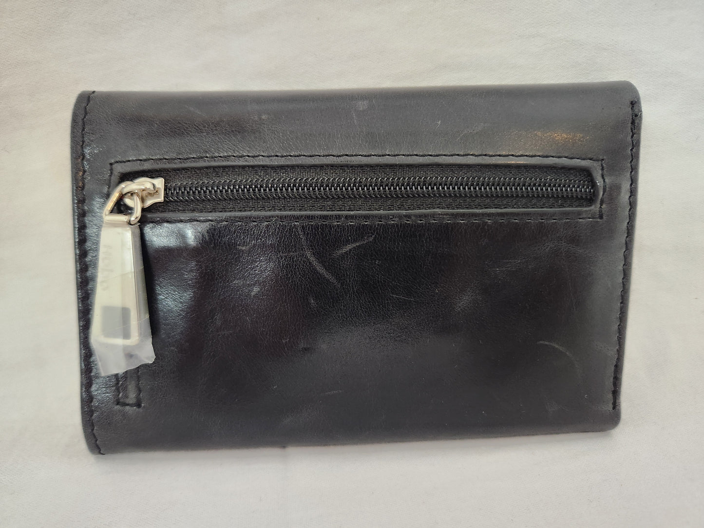 Hobo the Original - Women's Black Leather Trifold Wallet w/ Side Zip Pocket