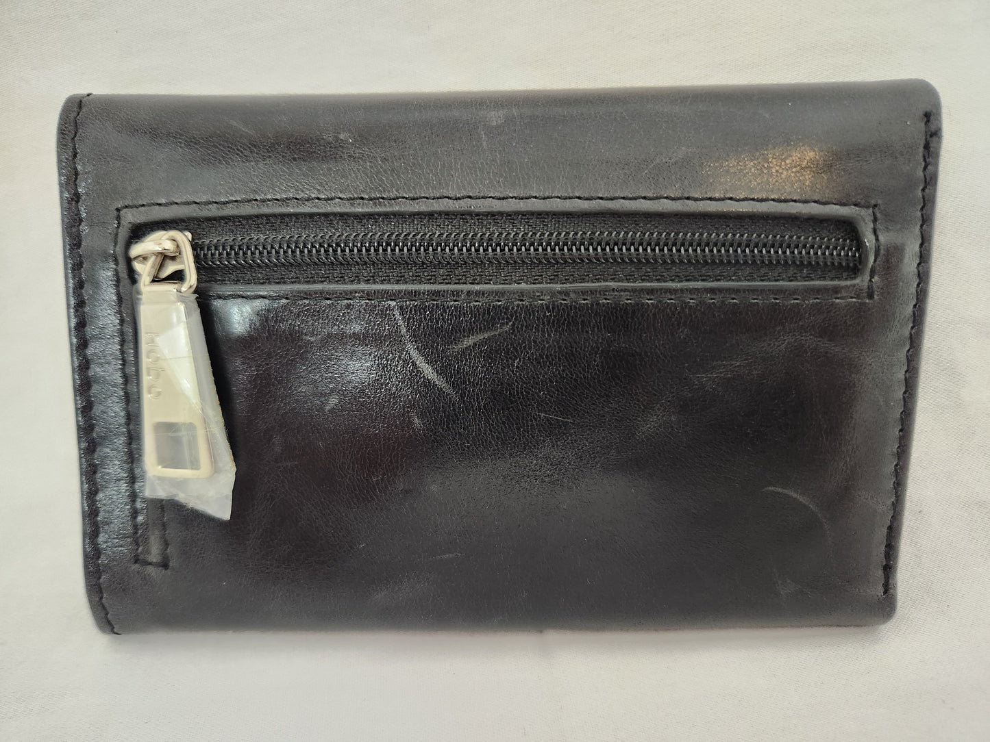 Hobo the Original - Women's Black Leather Trifold Wallet w/ Side Zip Pocket