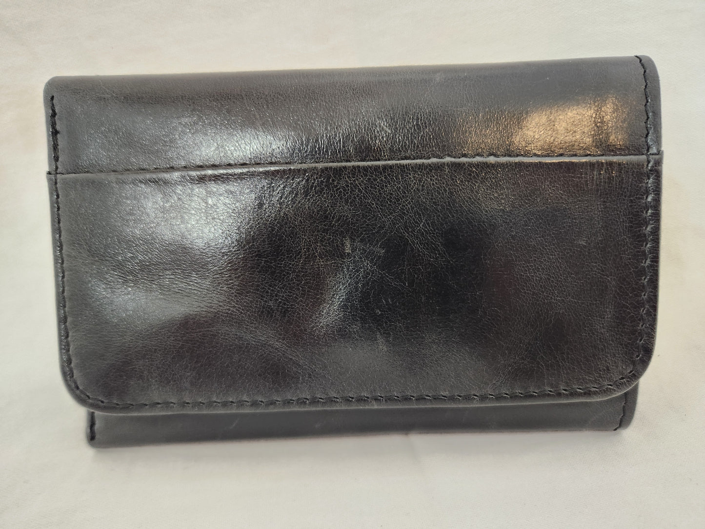 Hobo the Original - Women's Black Leather Trifold Wallet w/ Side Zip Pocket