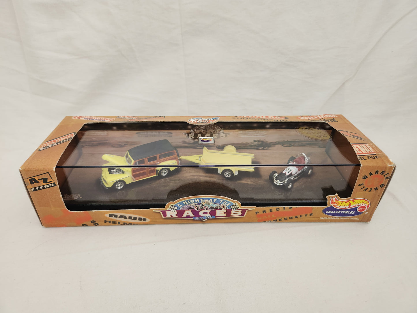 Hot Wheels Collectibles "Night at the Races" Set - '48 Woody with Trailer & '60s-style Sprint Car