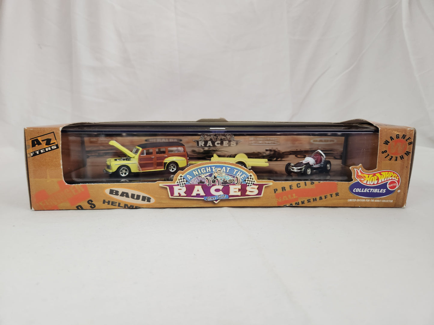 Hot Wheels Collectibles "Night at the Races" Set - '48 Woody with Trailer & '60s-style Sprint Car