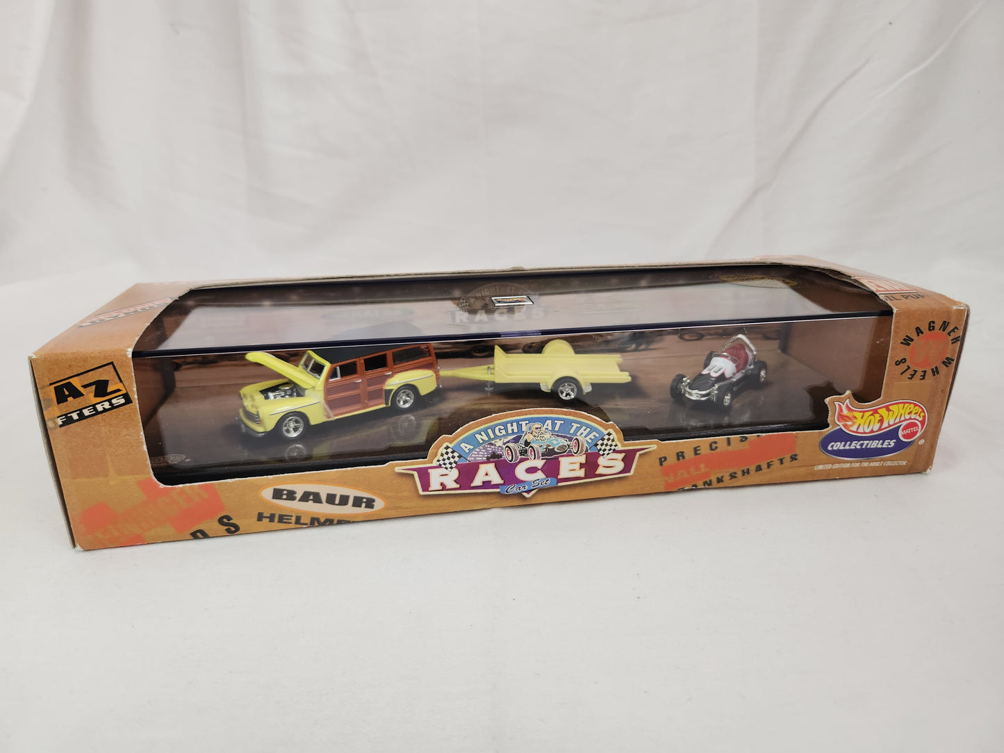 Hot Wheels Collectibles "Night at the Races" Set - '48 Woody with Trailer & '60s-style Sprint Car