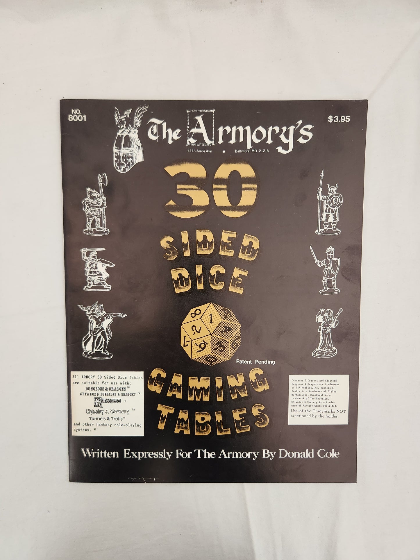 1982 - The Armory's 30 Sided Dice Gaming Tables # 8001 (role-playing guide)