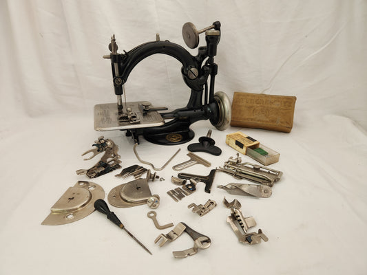 VTG - Willcox & Gibbs Treadle Sewing Machine #A 468431 w/ Attachments & Needles