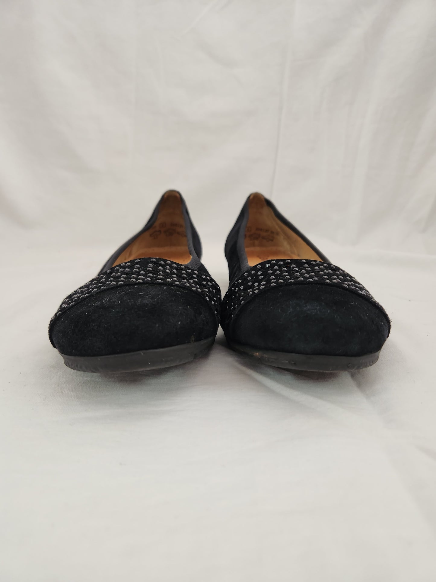 Gabor Hovercraft Black Suede Studded Slip-On Flats - Size: 6