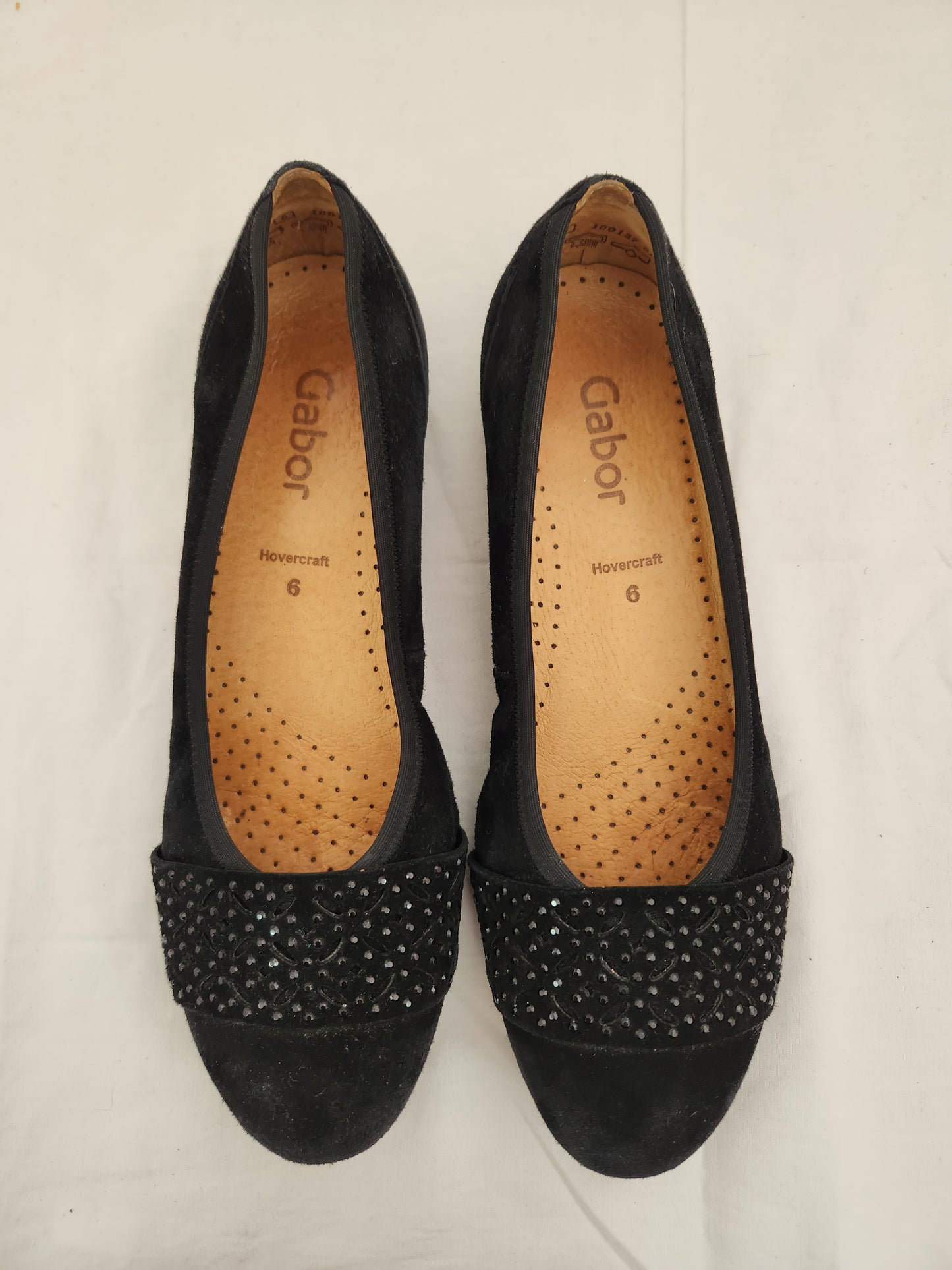 Gabor Hovercraft Black Suede Studded Slip-On Flats - Size: 6