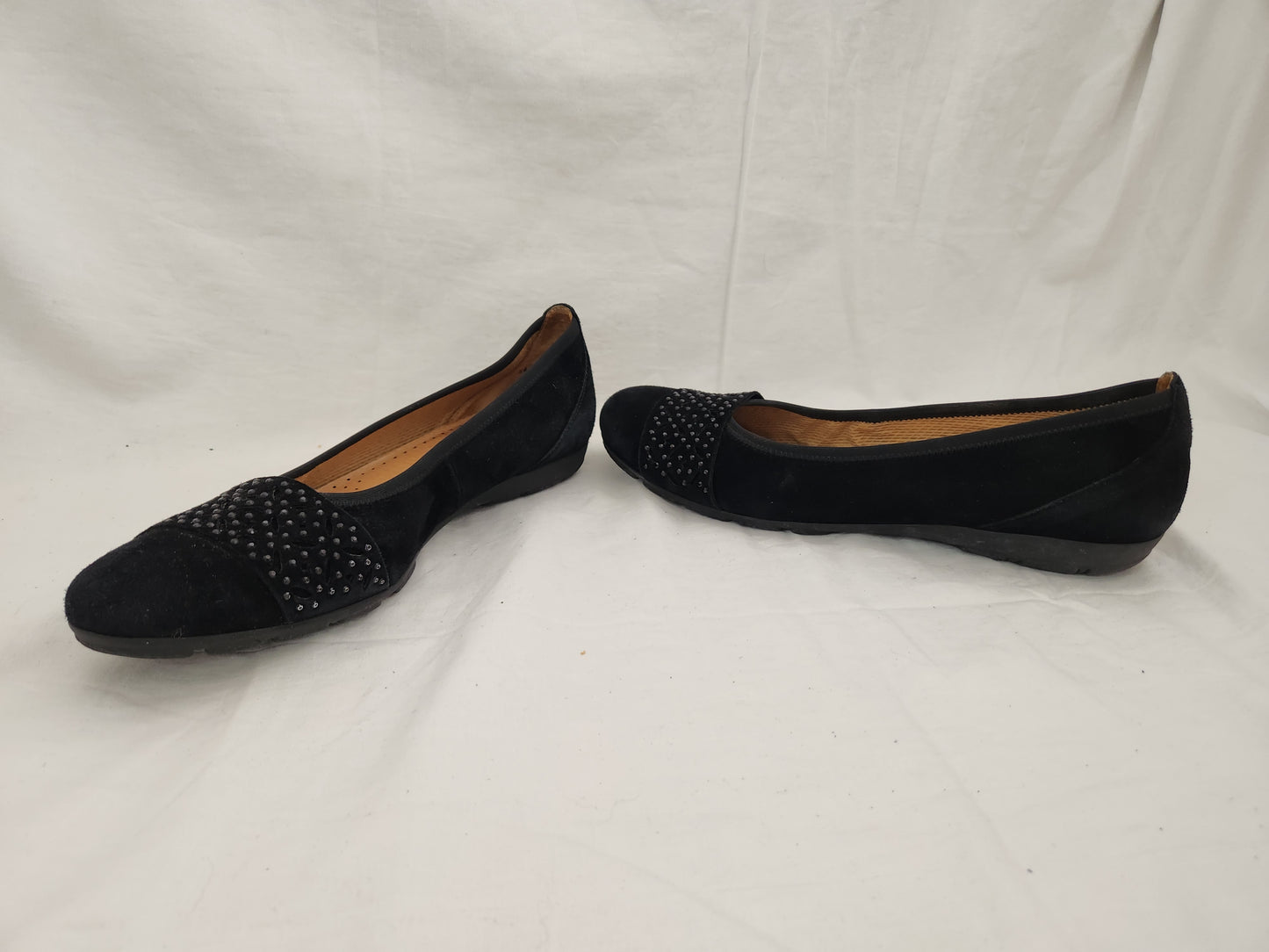 Gabor Hovercraft Black Suede Studded Slip-On Flats - Size: 6