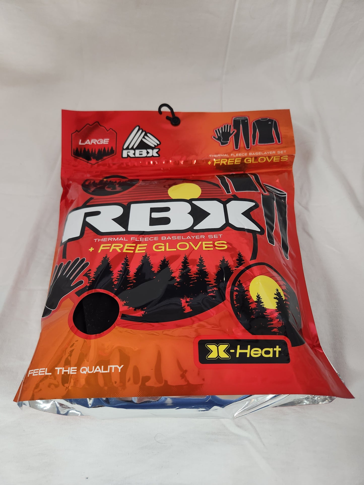 RBX Black Thermal Fleece Baselayer Set + Free Gloves - Size: Large