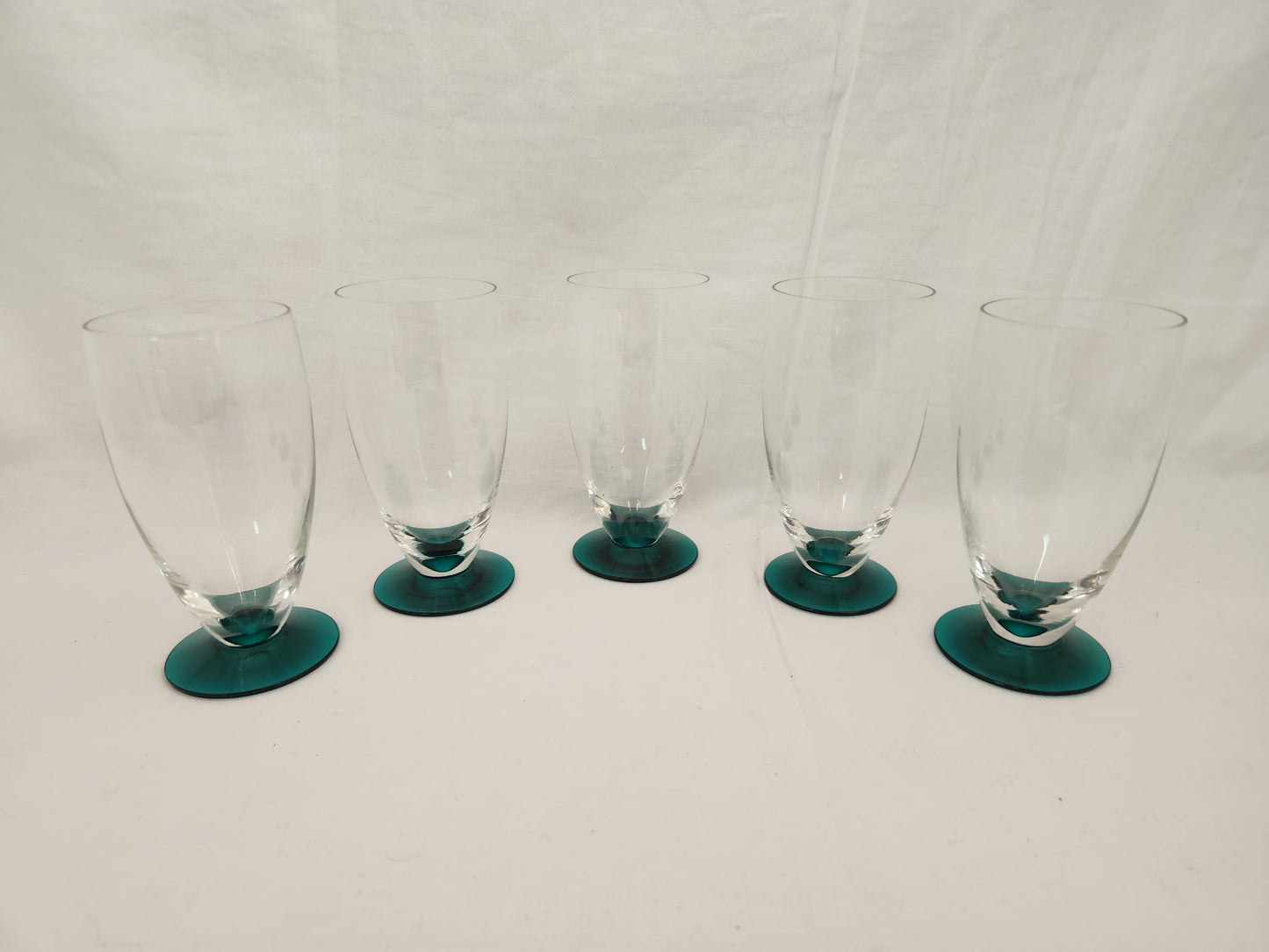 Set of 5 - 5" Juice Glasses with Green Footed Base - 8oz.