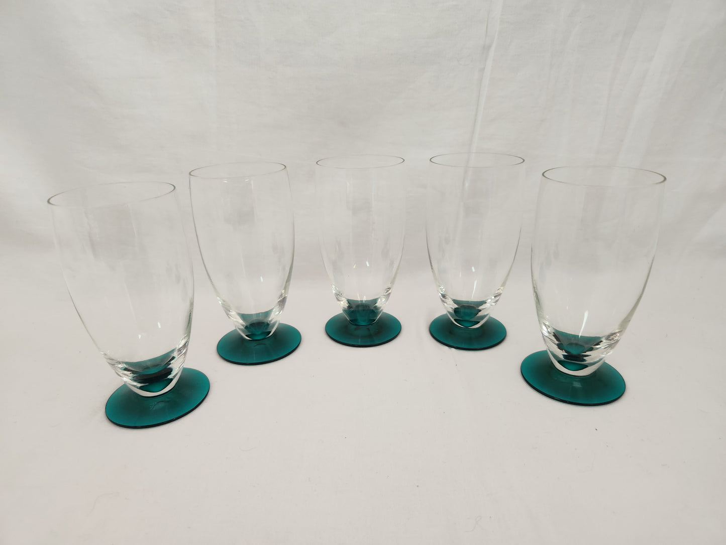 Set of 5 - 5" Juice Glasses with Green Footed Base - 8oz.