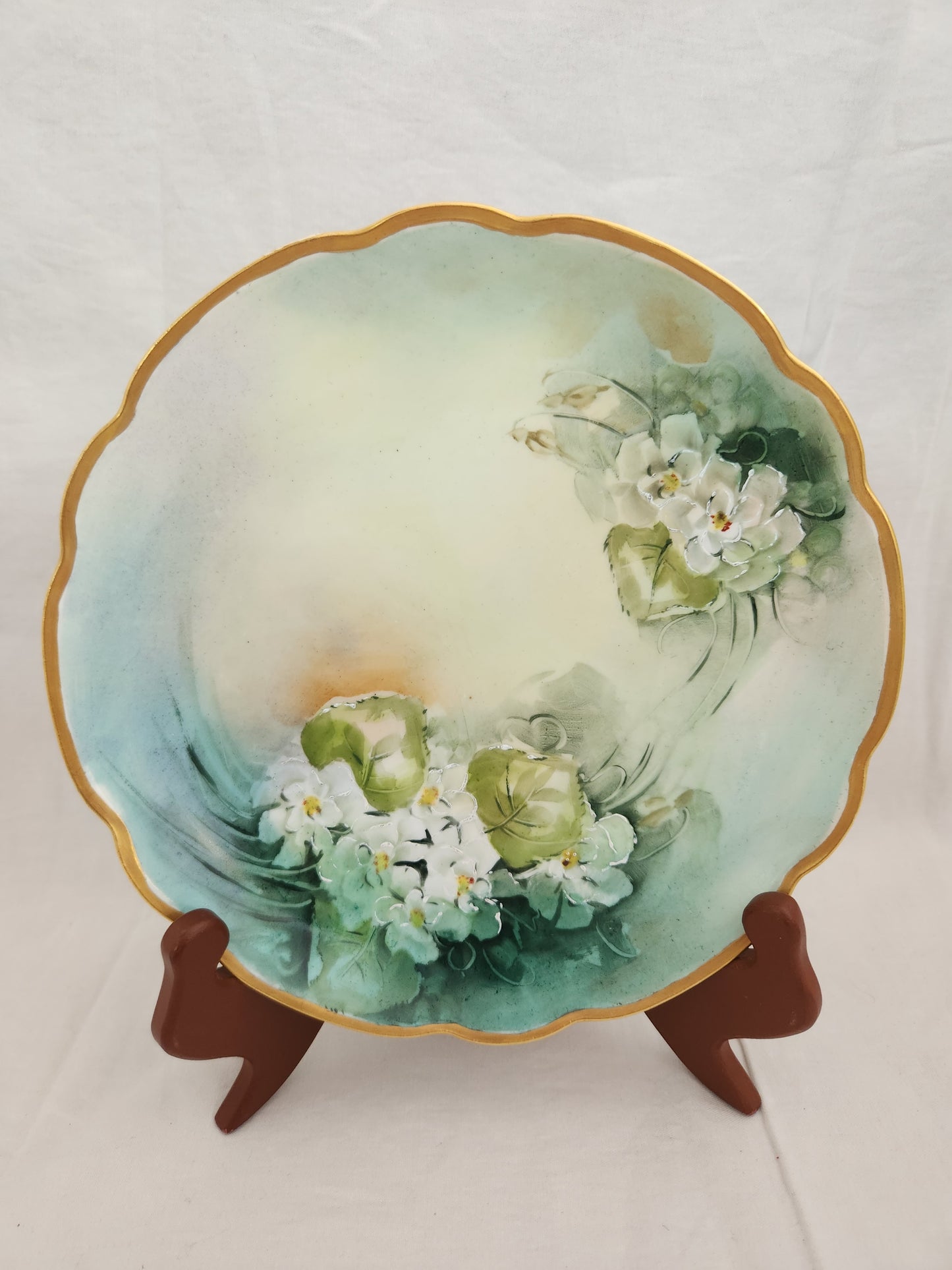 VTG - MZ Austria 8-1/2" Scalloped Hand Painted Decorative Plate - Signed by Artist