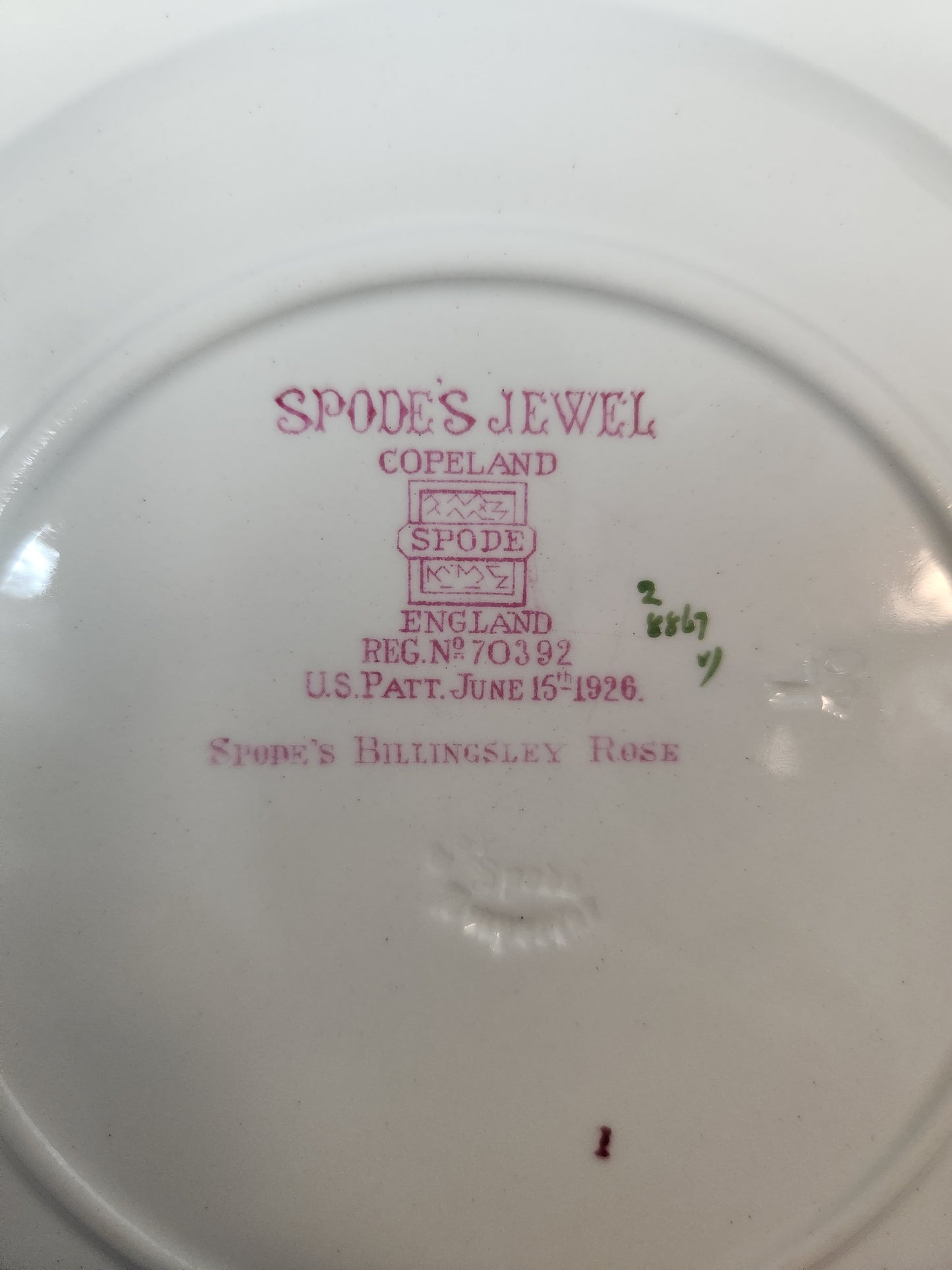 Vtg - Spode's Jewel "Billingsley Rose" Salad Plate (Old Backstamp)