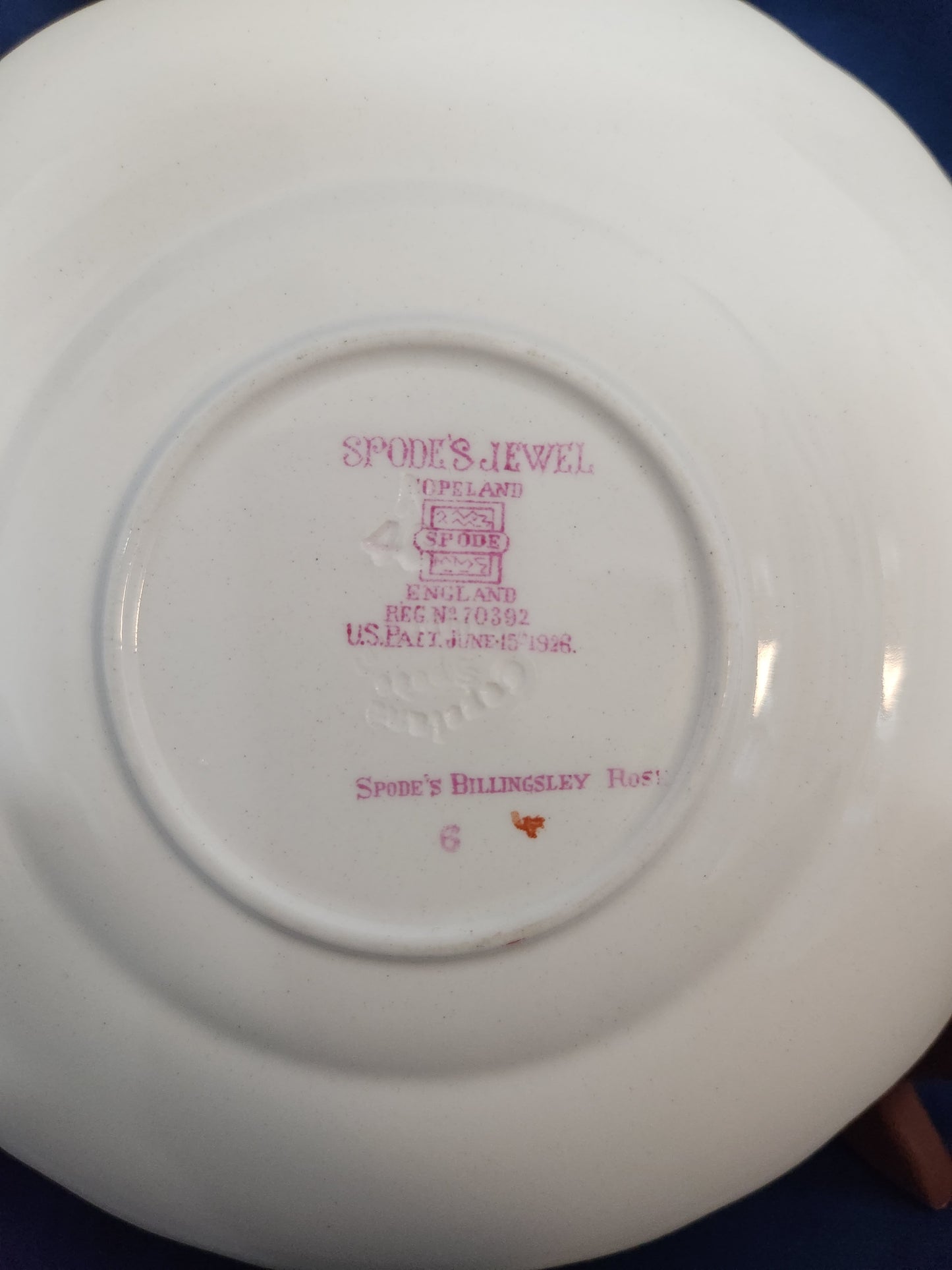 Vtg - Spode's Jewel "Billingsley Rose" Saucer (Old Backstamp) (Copy)