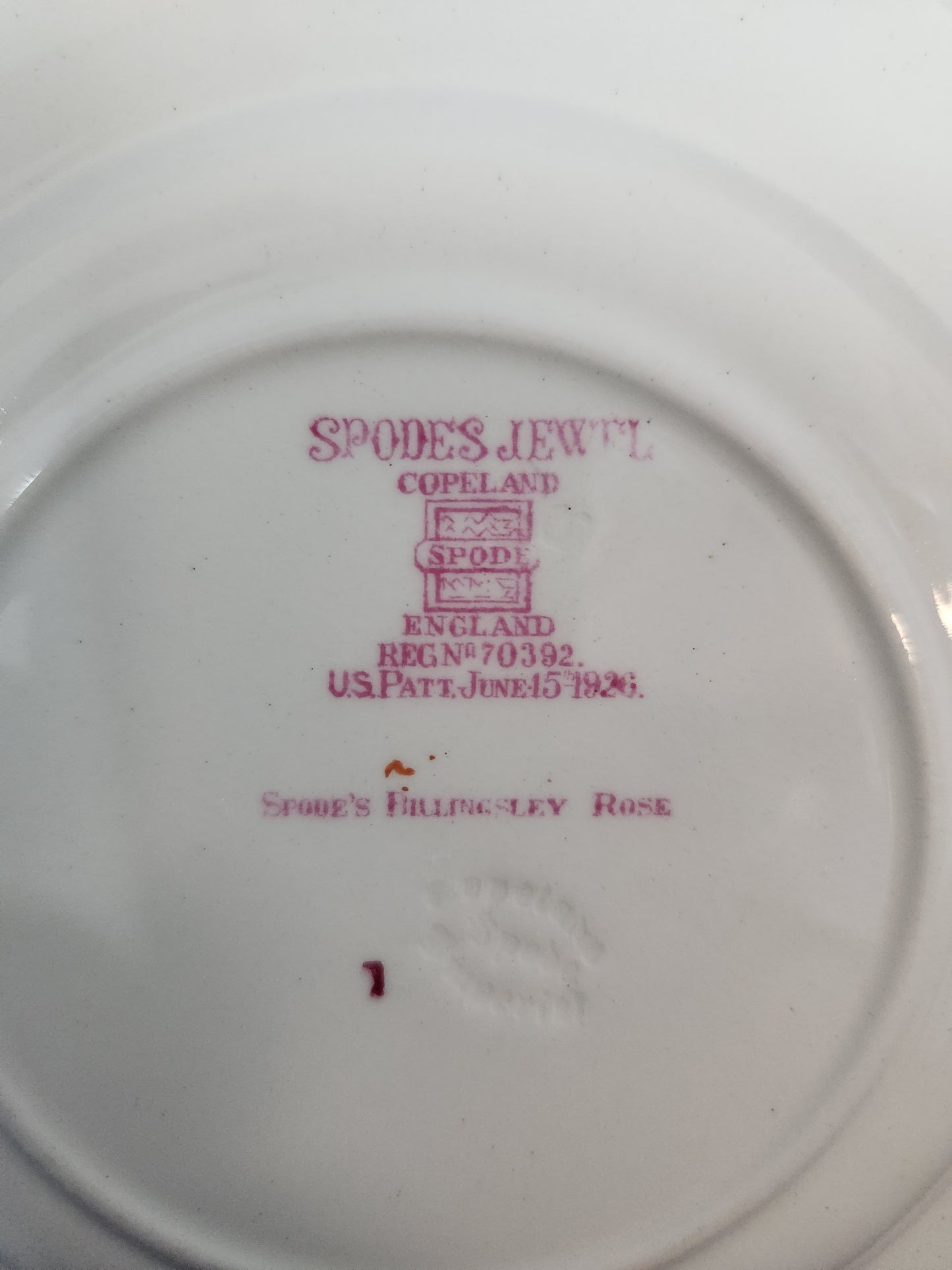 Vtg - Spode's Jewel "Billingsley Rose" Bread/Butter Plate (Old Backstamp)