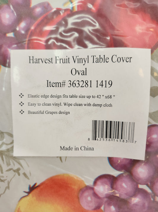 Harvest Fruit Oval Vinyl Table Cover - Up to 42" x 68" table