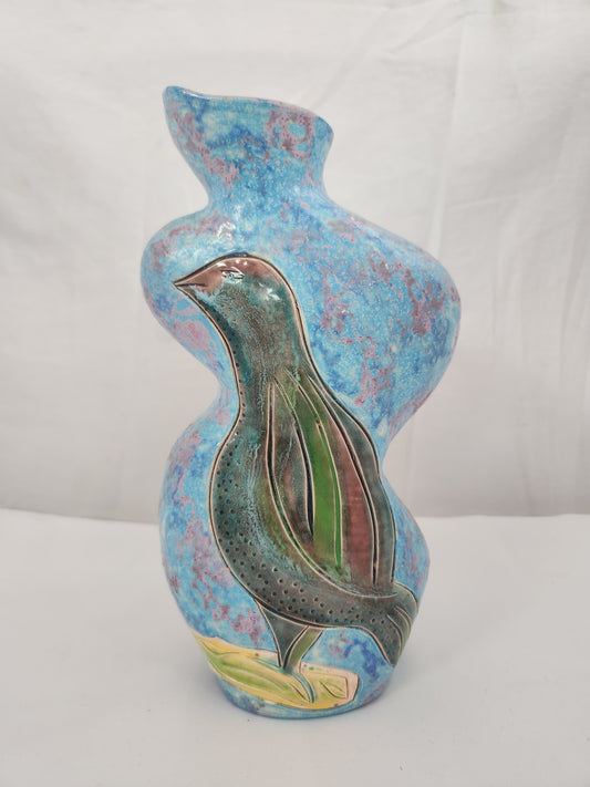 RARE - Stunning Abstract Ceramic Handmade Double-Sided Vase - Signed