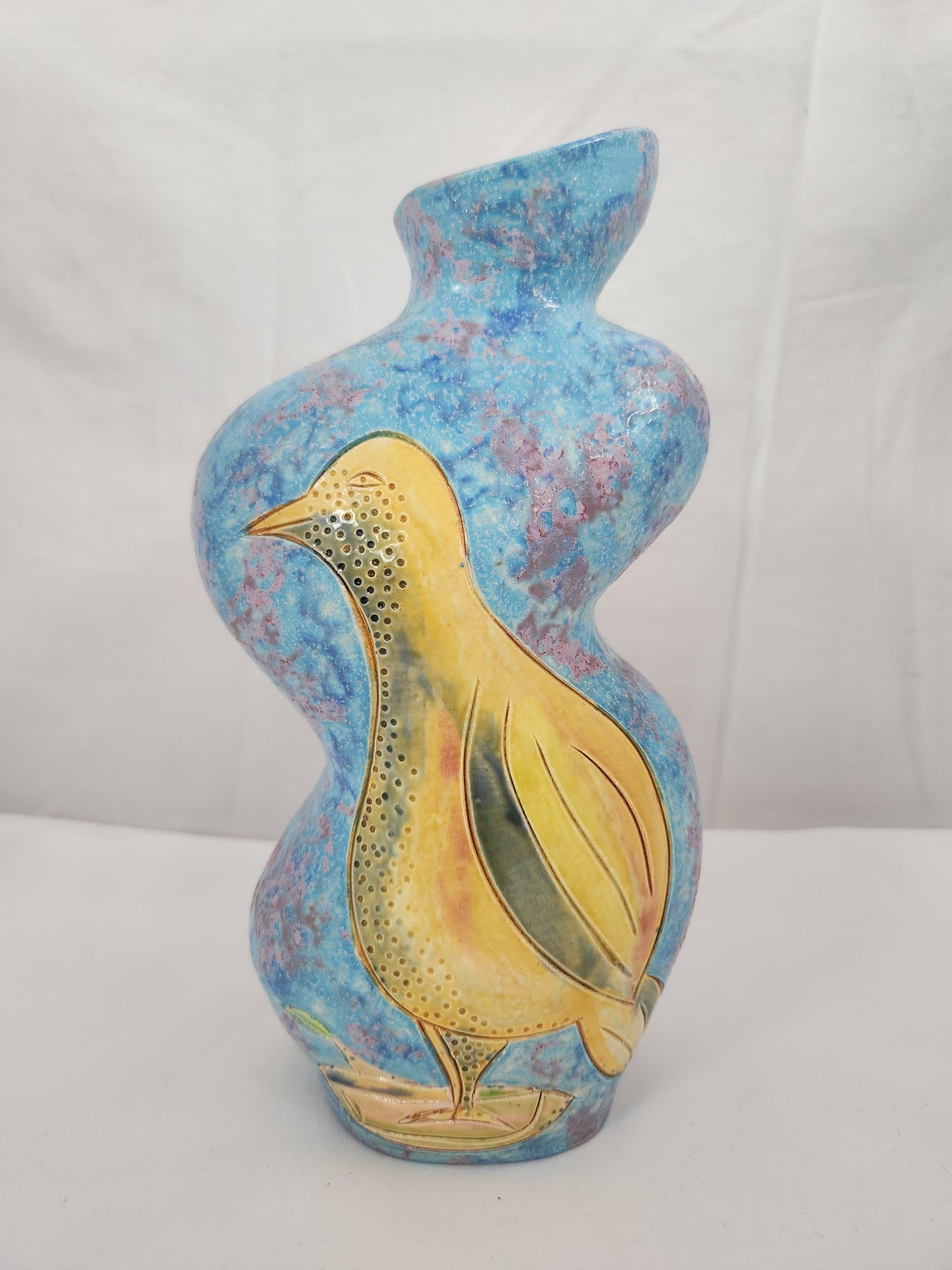 RARE - Stunning Abstract Ceramic Handmade Double-Sided Vase - Signed