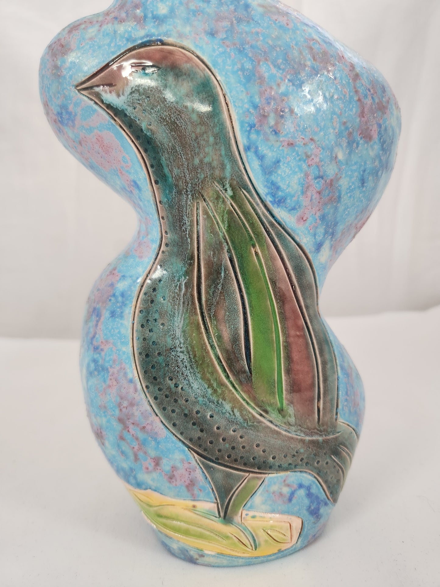 RARE - Stunning Abstract Ceramic Handmade Double-Sided Vase - Signed
