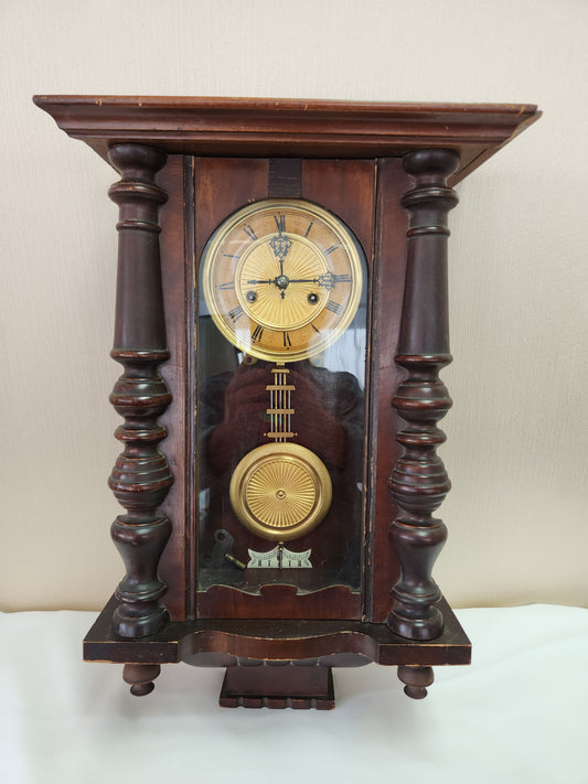 Vintage - HAU Junghans Pendulum Wall Clock with Key (not tested)