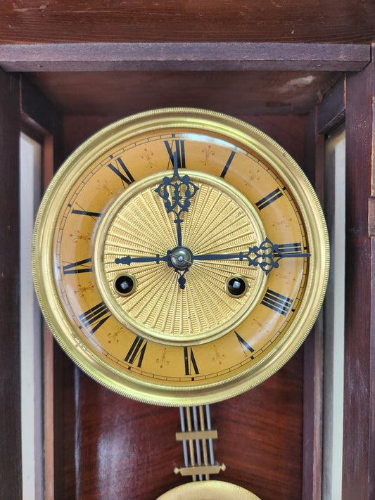 Vintage - HAU Junghans Pendulum Wall Clock with Key (not tested)