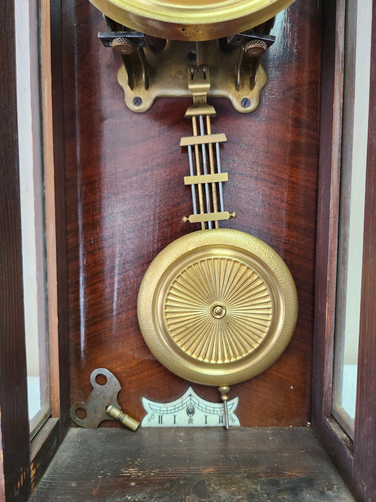 Vintage - HAU Junghans Pendulum Wall Clock with Key (not tested)