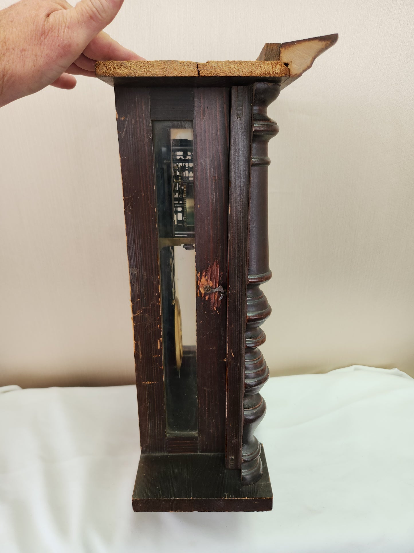 Vintage - HAU Junghans Pendulum Wall Clock with Key (not tested)