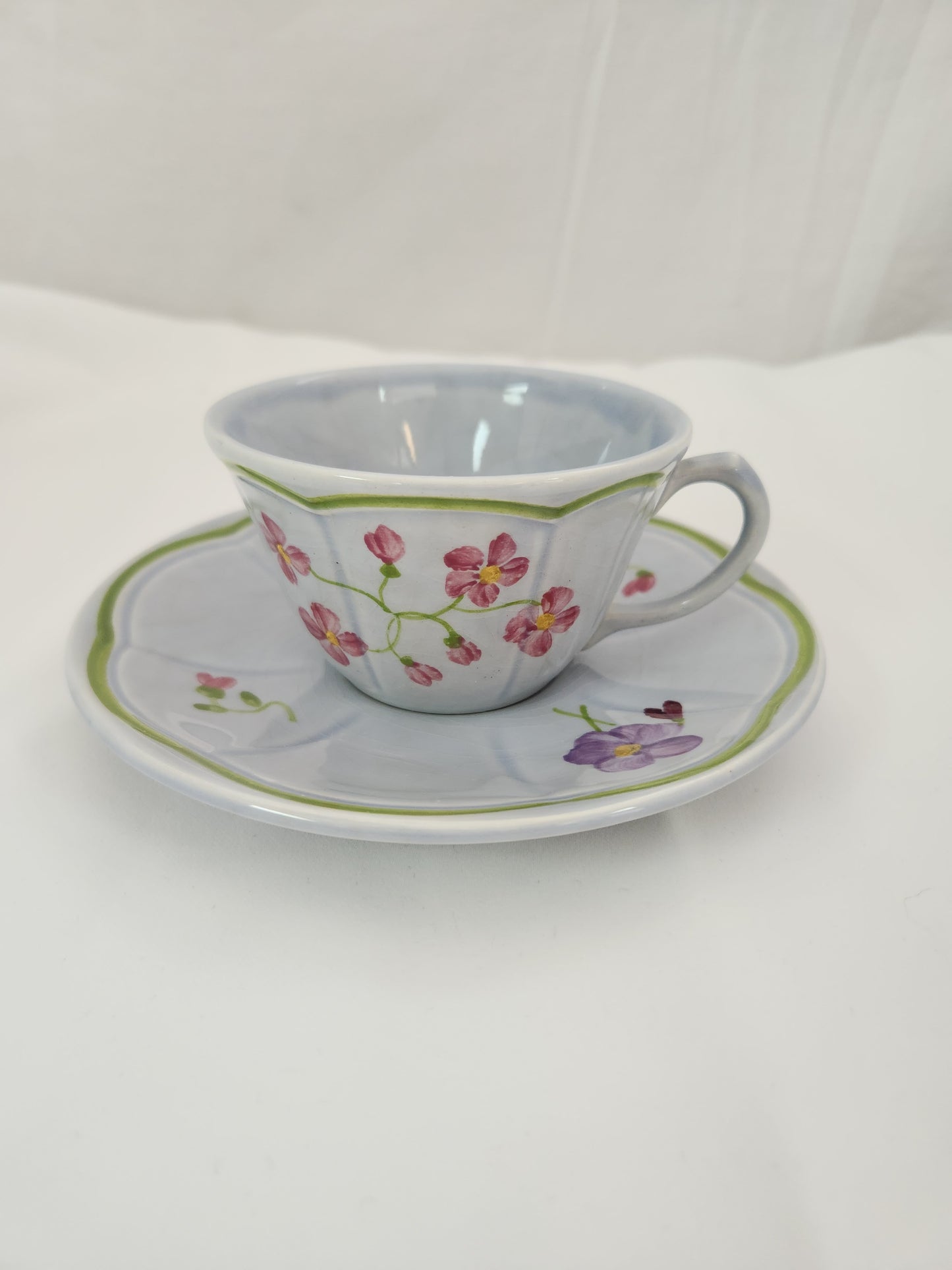 Longchamp Mon Jardin Cup & Saucer (crazing)