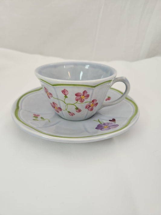Longchamp Mon Jardin Cup & Saucer (crazing)