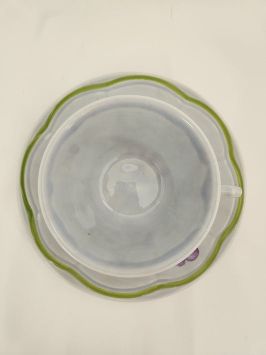 Longchamp Mon Jardin Cup & Saucer (crazing)