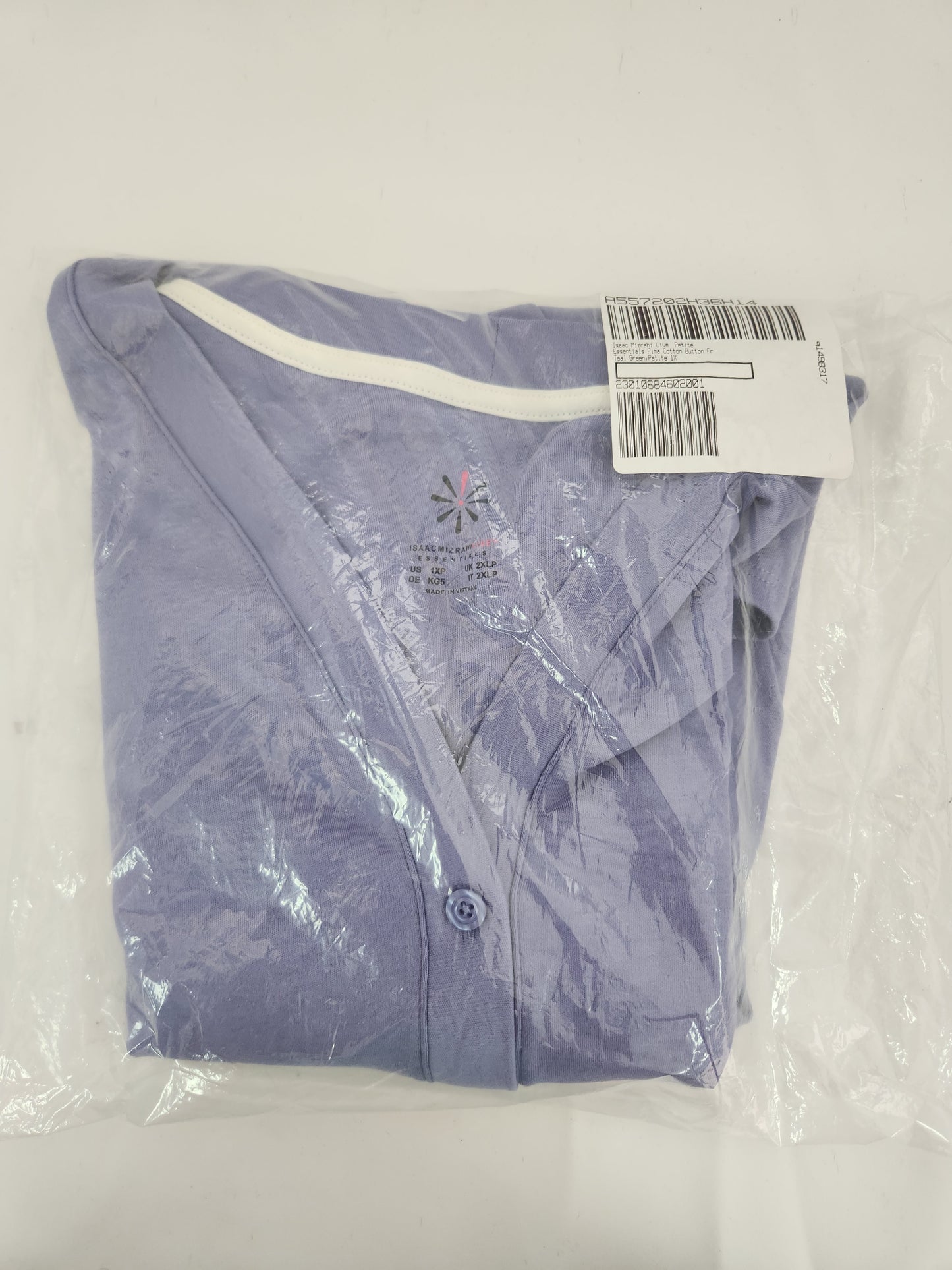 Isaac Mizrahi Live Essentials Petite Blue Long Sleeve Button-Up Top - Size: 1XP