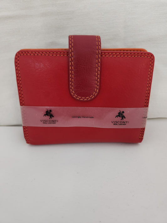 Visconti Women's RB40 Multi Colored Red/Orange/Crimson Small Soft Leather Wallet