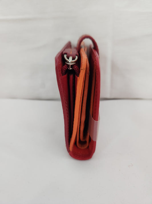 Visconti Women's RB40 Multi Colored Red/Orange/Crimson Small Soft Leather Wallet