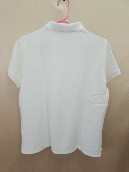 L.L. Bean Women's White Short Sleeve Premium Double L Polo Shirt