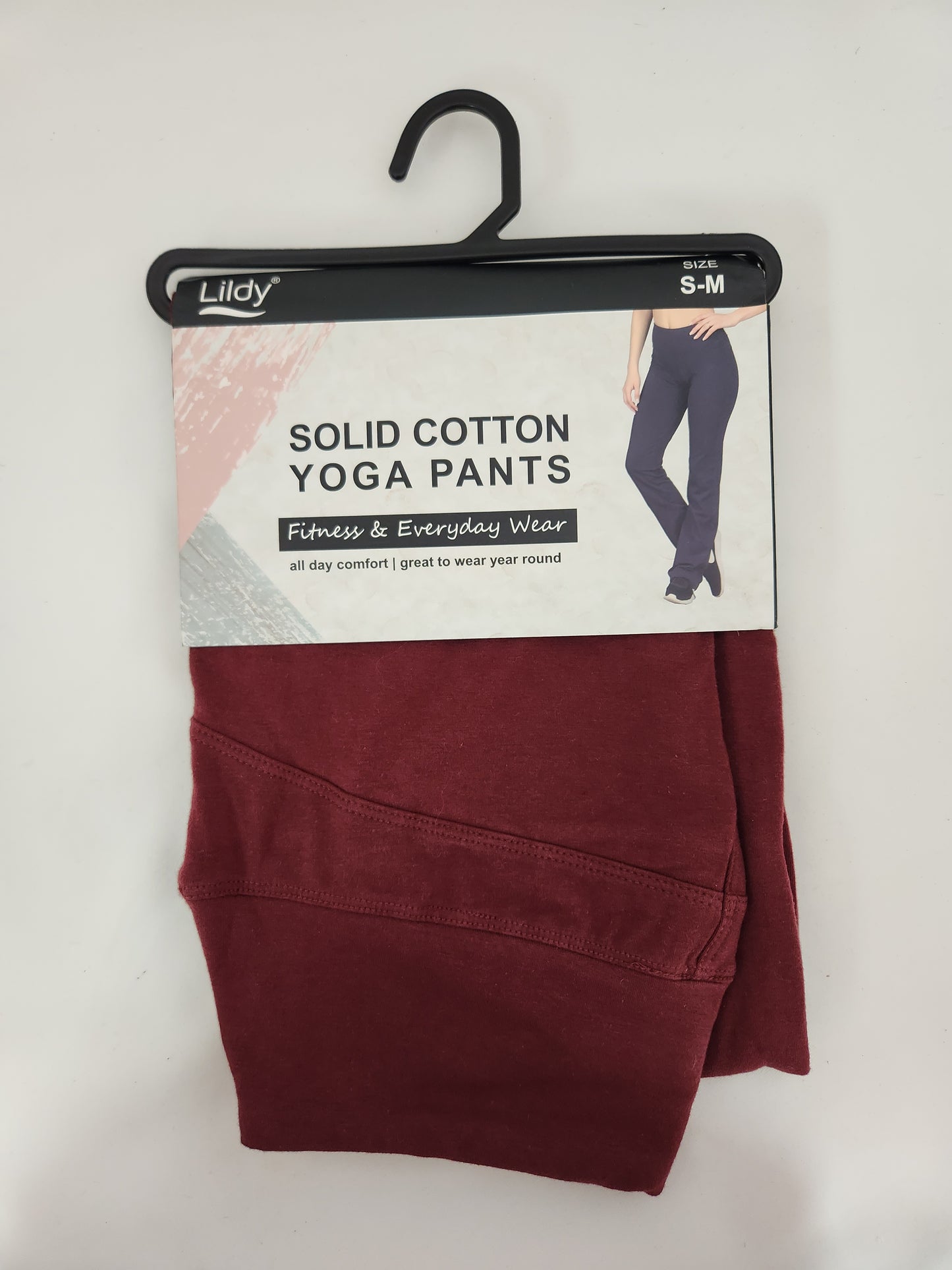 Lildy Solid Cotton Yoga Pants - Size: S-M (4-10)