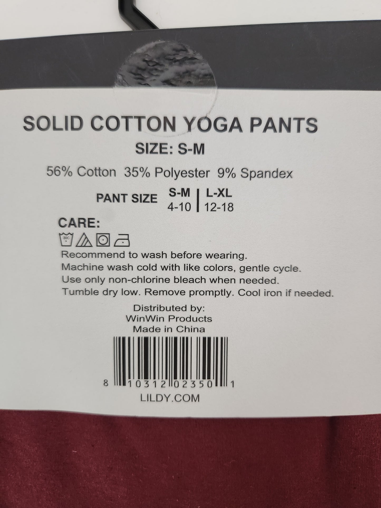 Lildy Solid Cotton Yoga Pants - Size: S-M (4-10)